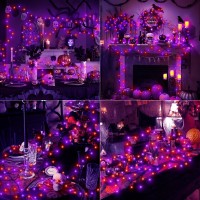 Halloween Solar Outdoor Lights Purple Orange Fairy String Lights 2Pcs 132Ft 360Led Halloween Lights Decorations Outdoor Waterpr