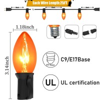 C9 Clear Orange Halloween Lights 25Ft Halloween C9 String Lights With 27 Clear Orange Bulbs Hanging Halloween Decoration Light