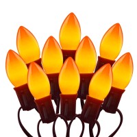 C9 Orange Halloween Lights 25Ft Halloween C9 String Lights With 27 Orange Bulbs Hanging Halloween Decoration Lights For Outdoo