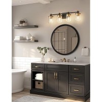 L Lohas Led 4 Light Bathroom Vanity Light Black And Gold Bathroom Light Fixture Over Mirror Modern Lighting Fixtures With Clea