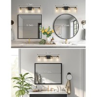 L Lohas Led 4 Light Bathroom Vanity Light Black And Gold Bathroom Light Fixture Over Mirror Modern Lighting Fixtures With Clea