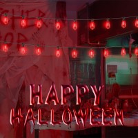 10Ft Halloween Blood Tears Decoration Light String St40 Flickering Flame Light String With 10 Led Flame Blood Tears Bulbs Hang