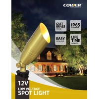 Coloer Diecast Brass Low Voltage Spotlight 6Pack With 5W Aluminum Housing Led Mr16 Bulb 12V Acdc Outdoor Landscape Lighting