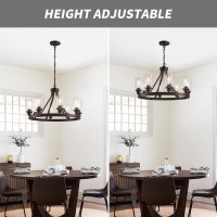 Lanhall 8Light Farmhose Chandelier For Dining Room Light Fixture Oil Rubbed Bronze Kitchen Pendant Light Round Rustic Ceiling H