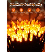 Battery Operated Halloween Indoor String Lights 8 Ft 20 Led Orange Mini Cluster Tree Lights With Timer Indoor Outdoor Patio Ga