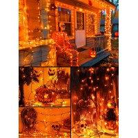 Battery Operated Halloween Indoor String Lights 8 Ft 20 Led Orange Mini Cluster Tree Lights With Timer Indoor Outdoor Patio Ga