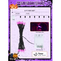 Battery Operated Halloween Indoor String Lights 8 Ft 20 Led Purple Mini Cluster Tree Lights With Timer Indoor Outdoor Patio Ga