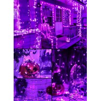 Battery Operated Halloween Indoor String Lights 8 Ft 20 Led Purple Mini Cluster Tree Lights With Timer Indoor Outdoor Patio Ga