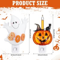 Tujoe 2 Pcs Halloween Night Lights Include Halloween Pumpkin Lantern Black Cat Bubble Night Light And Ghost Boo Night Light Bubb