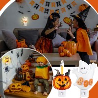 Tujoe 2 Pcs Halloween Night Lights Include Halloween Pumpkin Lantern Black Cat Bubble Night Light And Ghost Boo Night Light Bubb