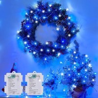 Minetom Christmas String Lights Battery Operated 2 Pack Total 33Ft 100 Led Battery Powered Fairy Lights With Timer 8 Modes Wat