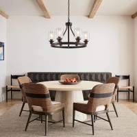 Lanhall 6Light Farmhose Chandelier For Dining Room Light Fixture Oil Rubbed Bronze Kitchen Pendant Light Round Rustic Ceiling H