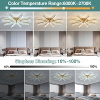 Zglaojt Modern Led Ceiling Light Fixture Gold Semi Flush Mount Acrylic Ceiling Light 40W Dimmable With Remote Chandelier For Far