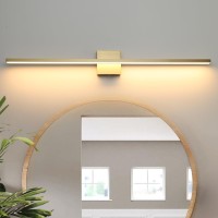 Lonrukat Gold Bathroom Light Fixtures Over Mirror 36 Inch Brushed Brass Bathroom Vanity Light Led Modern Wall Sconce 3000K Bar