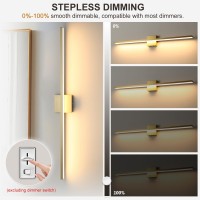 Lonrukat Gold Bathroom Light Fixtures Over Mirror 36 Inch Brushed Brass Bathroom Vanity Light Led Modern Wall Sconce 3000K Bar