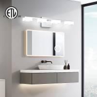 Myth Realm Led Modern Bathroom Light Fixtures Over Mirror 4Light Dimmable Vanity Lights Chrome Acrylic Bathroom Vanity Light