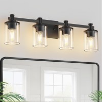 L Lohas Led 4 Light Bathroom Vanity Light Black Bathroom Light Fixture Over Mirror Modern Lighting Fixtures With Clear Glass S