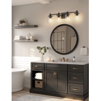 L Lohas Led 4 Light Bathroom Vanity Light Black Bathroom Light Fixture Over Mirror Modern Lighting Fixtures With Clear Glass S