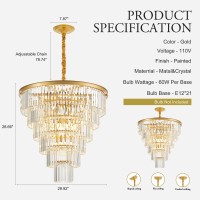 Faibra 21Light Gold Crystal Chandelier 2992 Modern Crystal Pendant Ceiling Light Fixture 7Tier Luxury K9 Crystal Chandelier