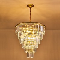 Faibra 21Light Gold Crystal Chandelier 2992 Modern Crystal Pendant Ceiling Light Fixture 7Tier Luxury K9 Crystal Chandelier