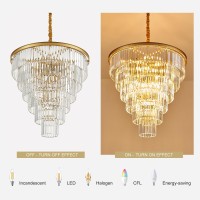 Faibra 21Light Gold Crystal Chandelier 2992 Modern Crystal Pendant Ceiling Light Fixture 7Tier Luxury K9 Crystal Chandelier