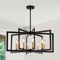 Miaybph Black Chandelier For Dining Room 8Light Kitchen Chandelier Light Fixture Modern Metal Industrial Large Chandeliers For