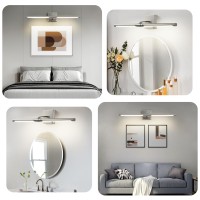 Faziyo Dimmable Sand Nickel Vanity Light For Bathroom 360 Rotatable Bath Lighting Fixtures Over Mirror 30 Inch Modern 4000K Bath