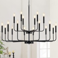 Black Chandeliers For Dining Room Light Fixture Over Table Modern Farmhouse Chandeliers For Living Room 18Lights Industrial Me