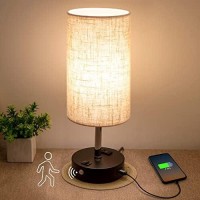 Lifeholder Motion Sensor Lamp Usb Lamp Include Warm White Bulb Fabric Shade Lamp Built In Usb Port Ac Outlet Bedside Lamp I