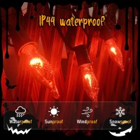 Romasaty C18 Halloween Flicker Flame String Lights 10Ft Flickering Flame Shaped Bulb Dances With A Flickering Clear Orange Glow