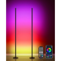 Wisimmall 2Pcs Corner Floor Lamp 65 Rgb Color Changing Mood Light With Remote Control Dimmable Led Corner Lamp With Music Sy