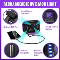 Roperry 2 Pack Rechargeable Black Light 5000Mah Cordless Battery Powered Magnetic Portable Led Blacklight 395Nm Ultraviolet Fl