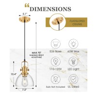 Audickic Pendant Lights Kitchen Island 2 Pack 75 Farmhouse Pendant Lighting With Clear Seeded Glass Shade Vintage Hanging L