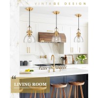 Audickic Pendant Lights Kitchen Island 2 Pack 75 Farmhouse Pendant Lighting With Clear Seeded Glass Shade Vintage Hanging L