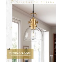 Audickic Pendant Lights Kitchen Island 75 Farmhouse Pendant Lighting With Clear Seeded Glass Shade Vintage Hanging Light Fi