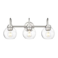 Audickic Bathroom Light Fixtures 3Light Brushed Nickel Vanity Lights Over Mirror With Globe Clear Glass Modern Vanity Lightin