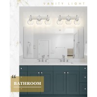 Audickic Bathroom Light Fixtures 3Light Brushed Nickel Vanity Lights Over Mirror With Globe Clear Glass Modern Vanity Lightin