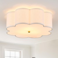 Widluth Modern Drum Semi Flush Mount Ceiling Light 1771 Modern 3Lights Gold Drum Ceiling Lighting Fixture Vintage Linen Ceil