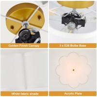 Widluth Modern Drum Semi Flush Mount Ceiling Light 1771 Modern 3Lights Gold Drum Ceiling Lighting Fixture Vintage Linen Ceil