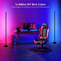 2Pcs Rgb Corner Floor Lights Floor Lamp Rgb Color Changing Corner Lamp Led Modern Floor Lamp With Bluetooth App And Remote Cont