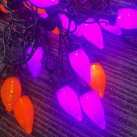 Purple And Orange Halloween Lights 26Ft Halloween Outdoor String Lights With 50 Led Orange Purple Lights Waterproof Halloween