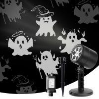 Nowsto Led Halloween Decoration Ghost Rotating Projector Yard Stake Lights Indoor Outdoor Landscape Night Light For Home Theal