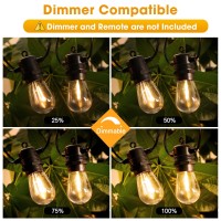 Gvvoohome 50Ft Led Outdoor String Lights With 16 Shatterproof Waterproof S14 Replaceable Bulbs1 Spare 2700K Commercial Grade