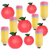 12 Pcs Back To School Classroom Decorations Apples Pencil Hanging Paper Lanterns Welcome Back To School Paper Lanterns Ceiling P