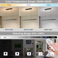 Lannlker Modern Island Lights 57In Led Pendant Light Dimmable With Remote Control 3000K6000K Adjustable Color Temperature Alu