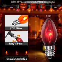 Halloween Decorations Lights Outdoor 25Ft C7 Halloween Orange Purple String Lights With 25 Flickering Flame Bulbs Connectable