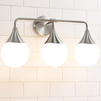 Hahzt Bathroom Vanity Light Fixtures Brushed Nickel 3Light Mid Century Modern Bathroom Lighting Fixtures Over Mirror Wall Sc