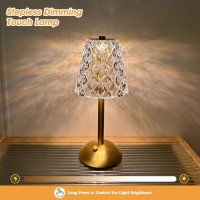 Azcooks 2 Pack Table Lamp 3 Color Dimmable Gold Lamp Rechargeable Led Lamp Diamond Crystal Lamp Cordless Lamp Touch Lamp Small