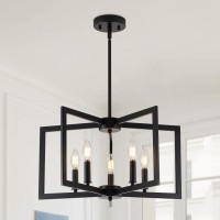 Miaybph Black Chandelier 5Light Dining Room Light Fixture Geometric Metal Modern Industrial Chandelier Lighting For Farmhouse