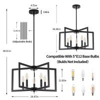 Miaybph Black Chandelier 5Light Dining Room Light Fixture Geometric Metal Modern Industrial Chandelier Lighting For Farmhouse